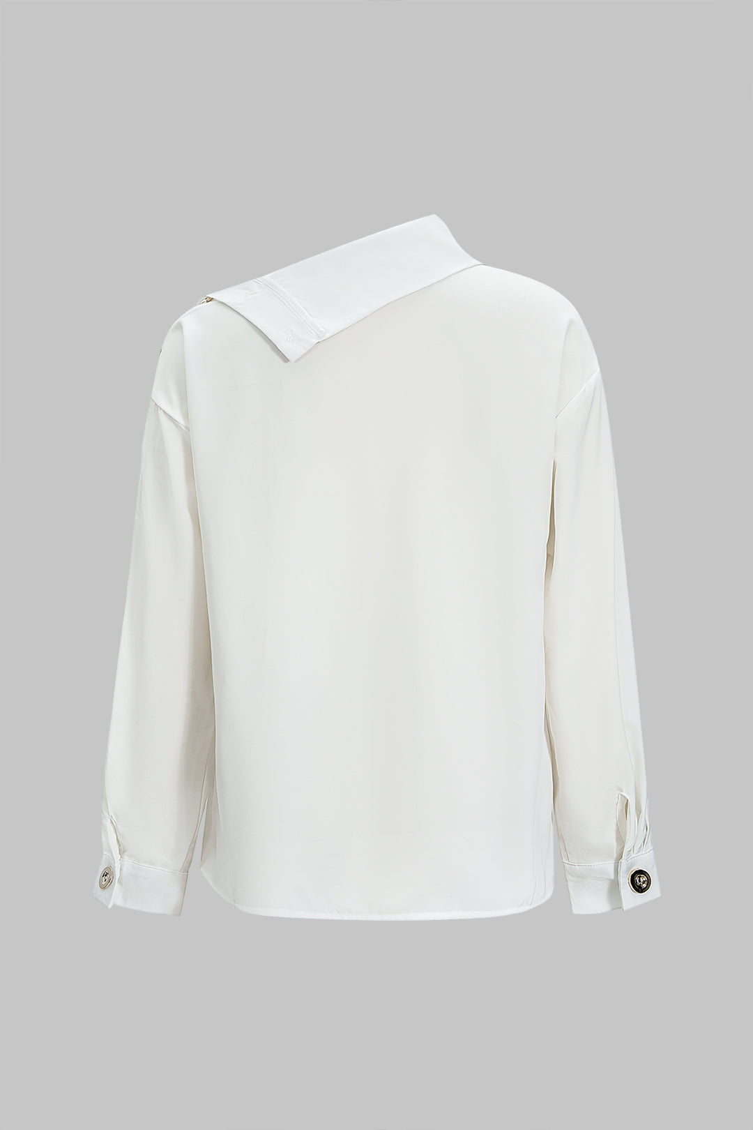 Asymmetrical Neck Button Long-Sleeve Shirt