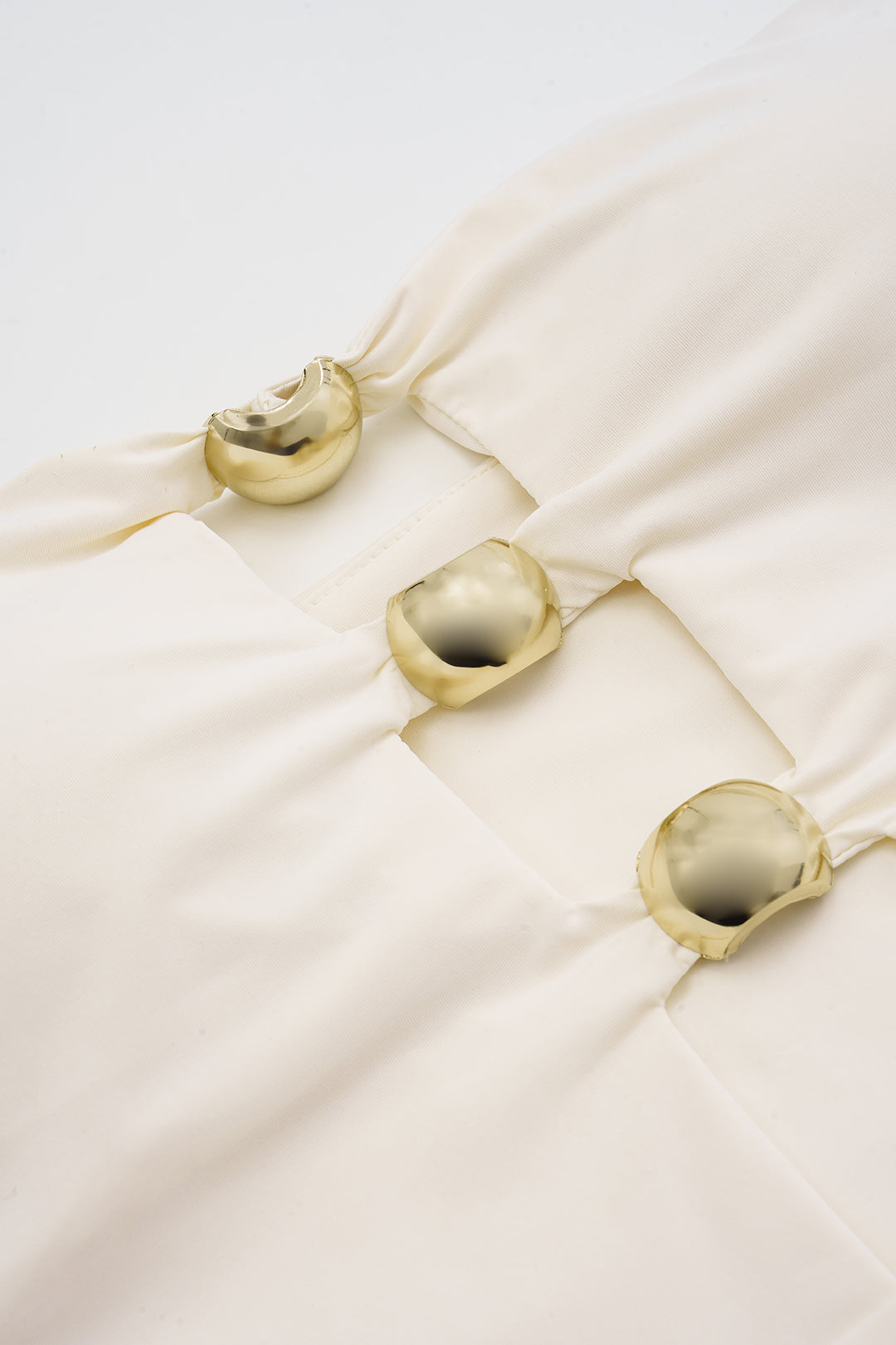 Metallic Decor Cut Out Ruched Strapless Sleeveless Tube Bodysuit