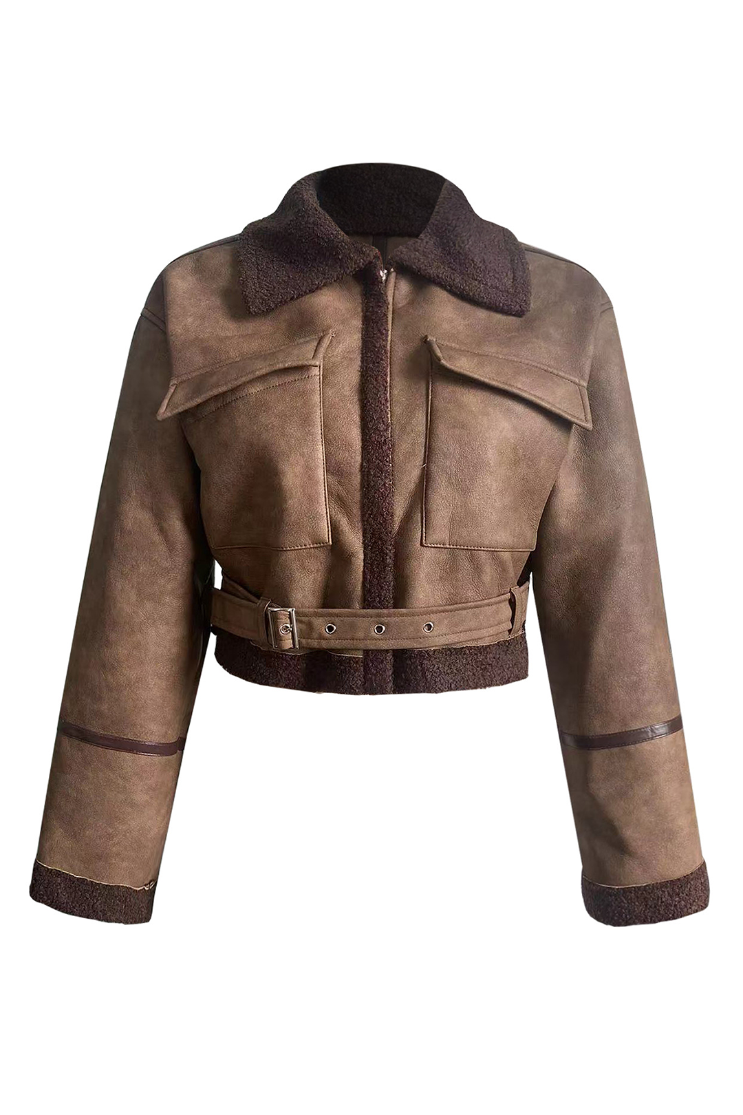 Faux Leather Patchwork Jacket