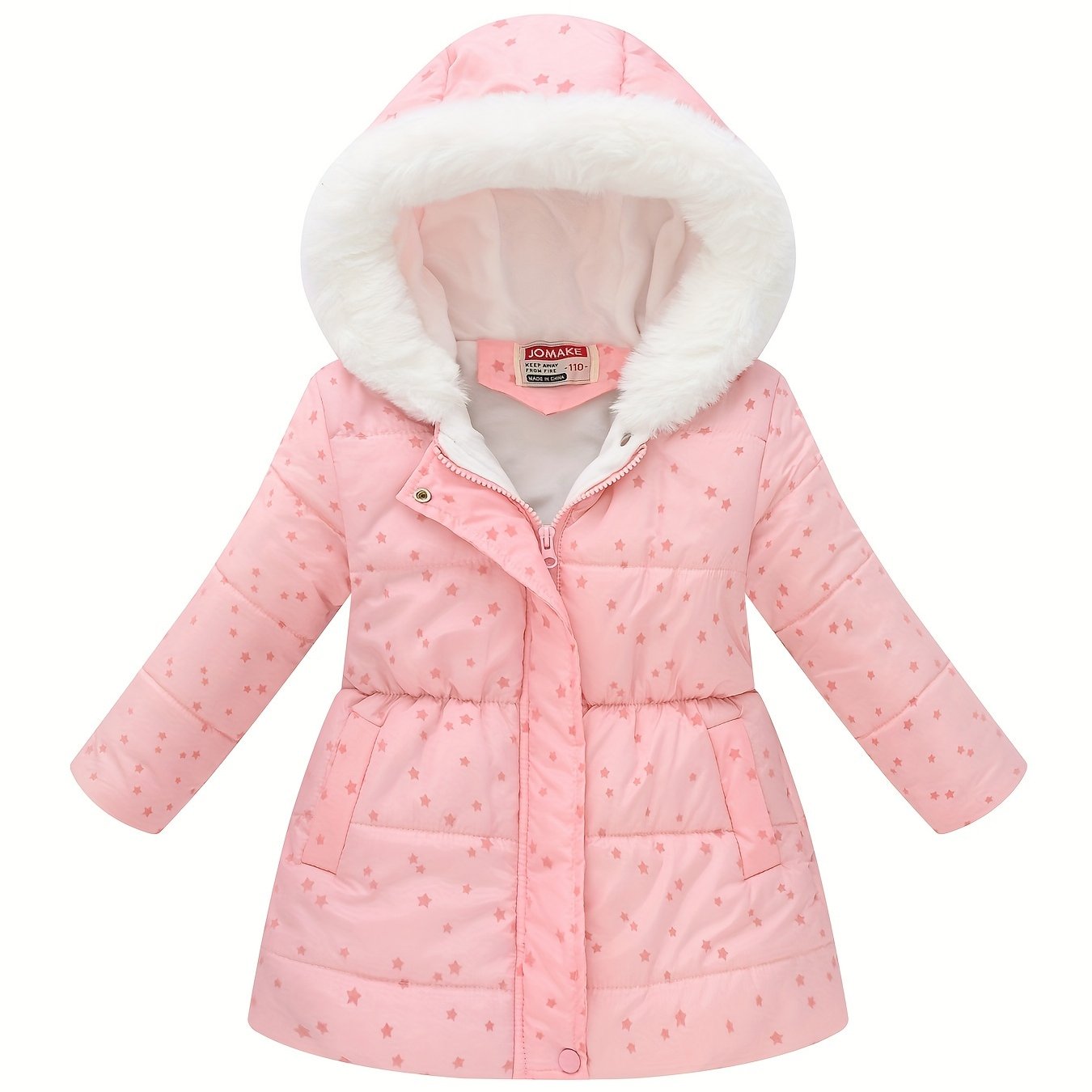 The new children's coat for autumn and winter features fashionable prints for girls. It is a long, waist-cinching, heart-shaped flocked fabric coat for children, full of childlike fun and still fashionable! The touch is delicate and Light Beige-friendly,