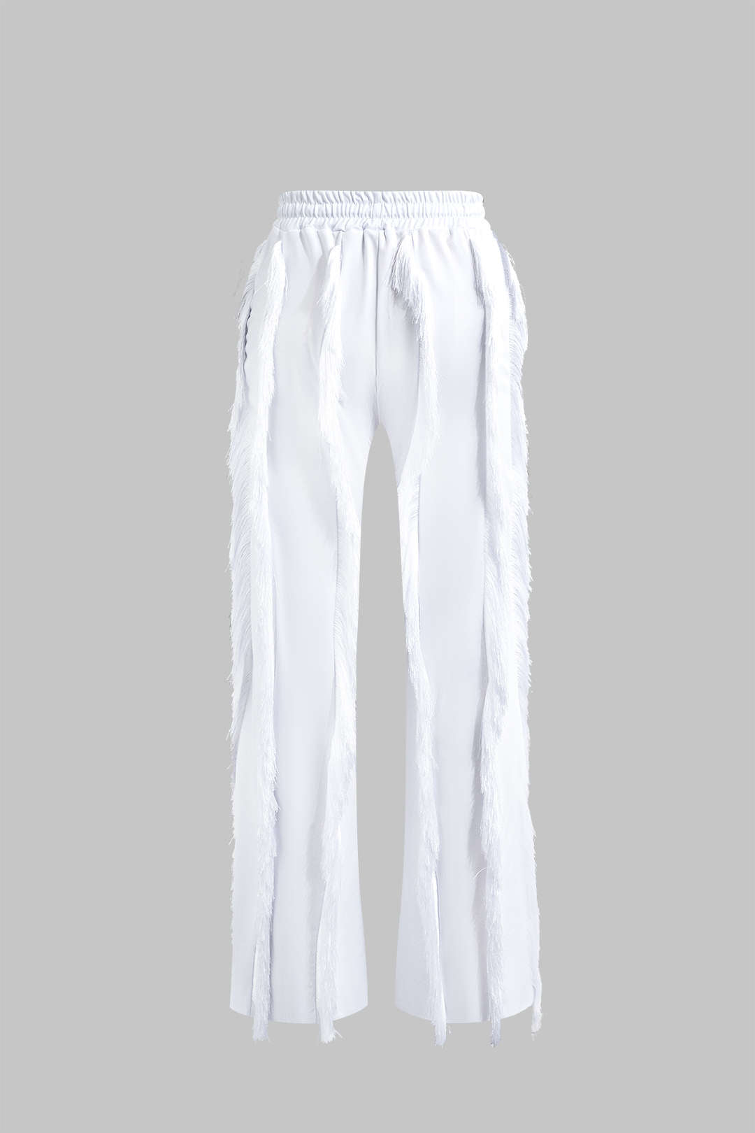 Bustier Slip Bodysuit And Fringe Tie Front Wide Leg Trousers Set