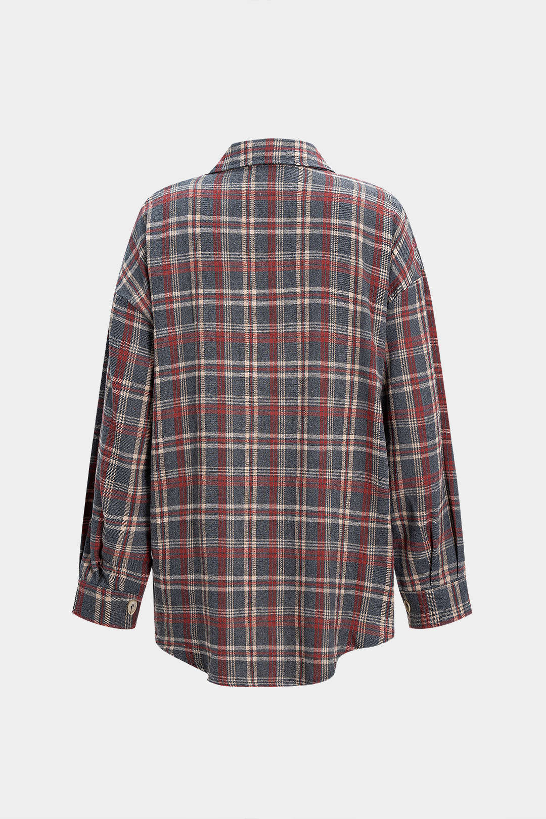 Retro Plaid Print Button Long-Sleeve Shirt