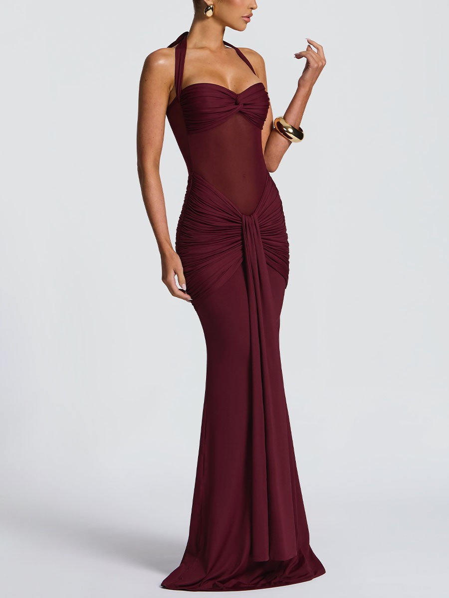 Chic mesh patchwork slim dress