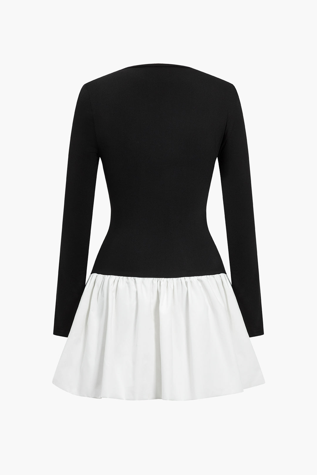 Patchwork Long-Sleeve Mini Dress