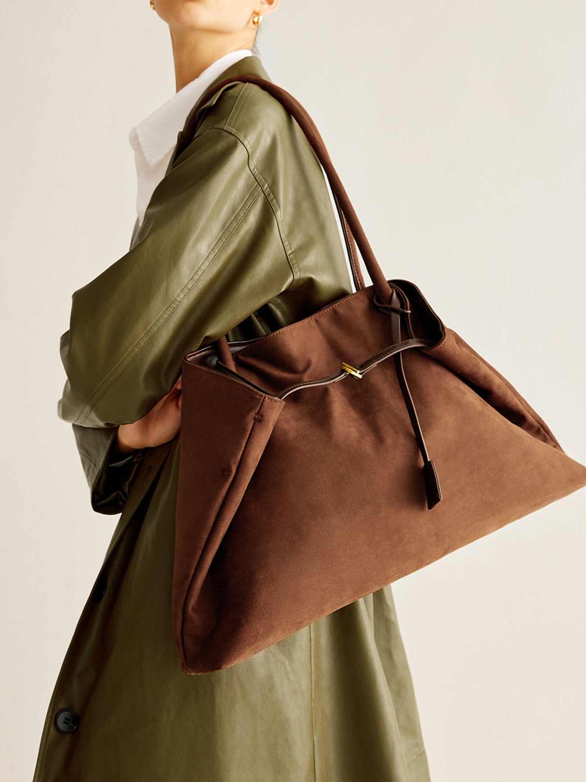 Minimal Luxe Suede Tote Bag