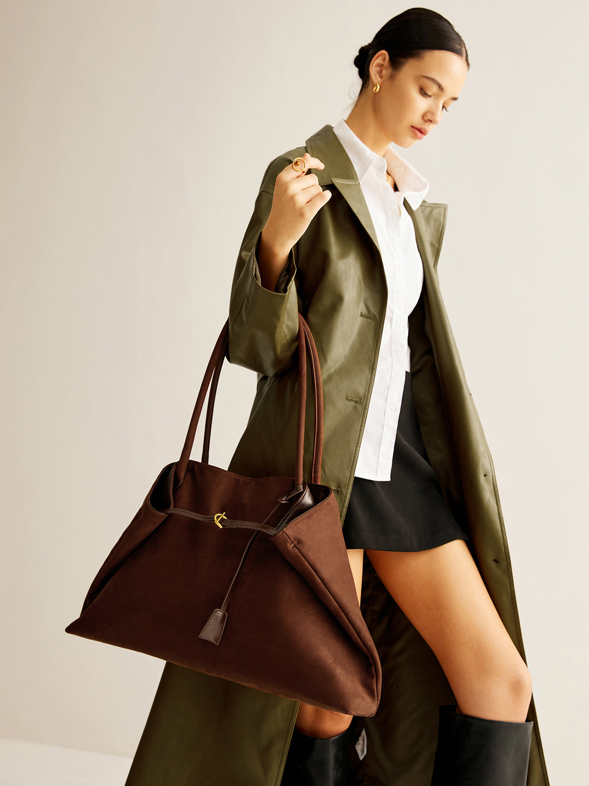 Minimal Luxe Suede Tote Bag