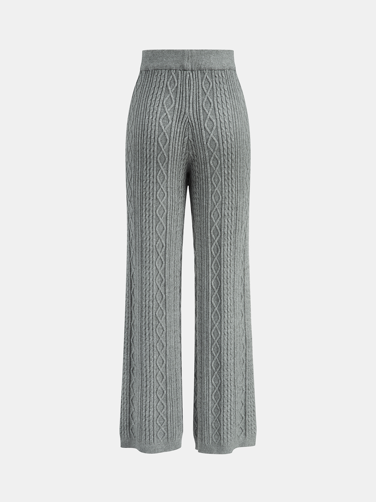 Cable Knit Mid-Waist Drawstring Pants
