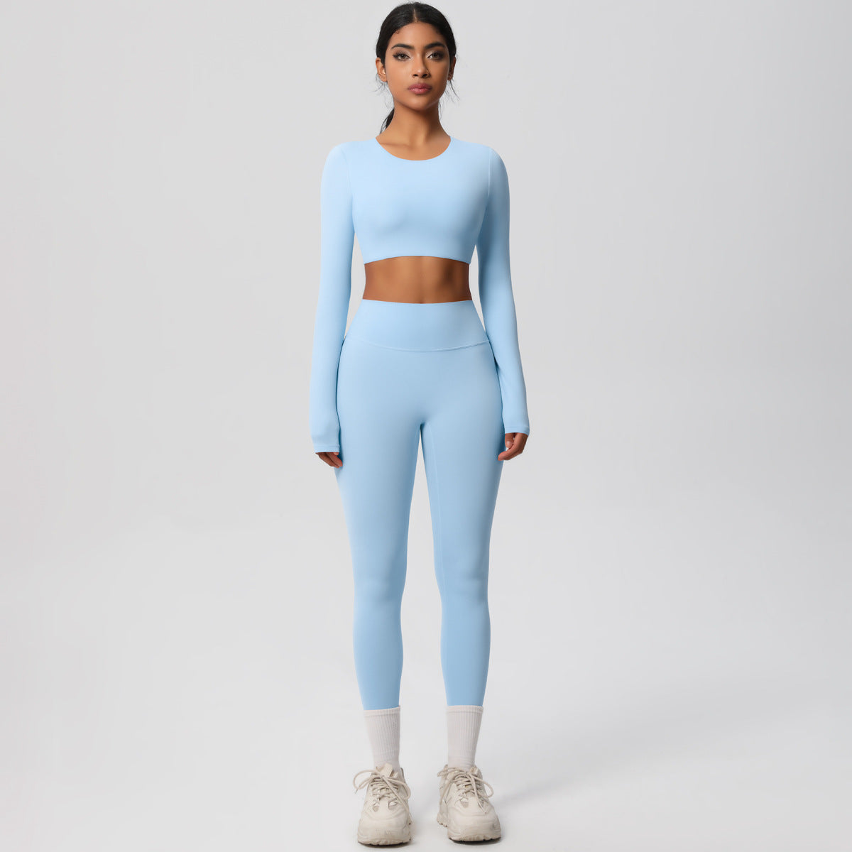 Long Sleeve Crop Top & High-Waisted  Set