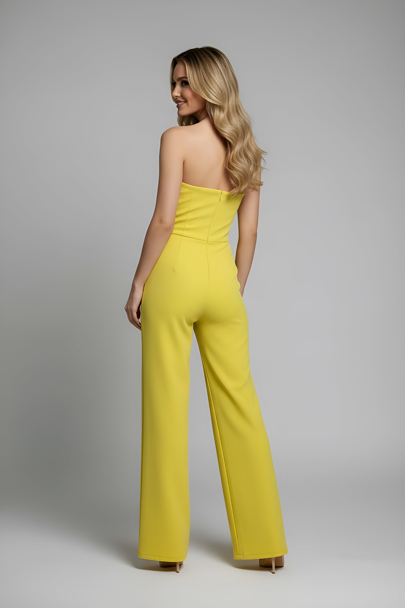 Solid Button Asymmetrical Jumpsuit