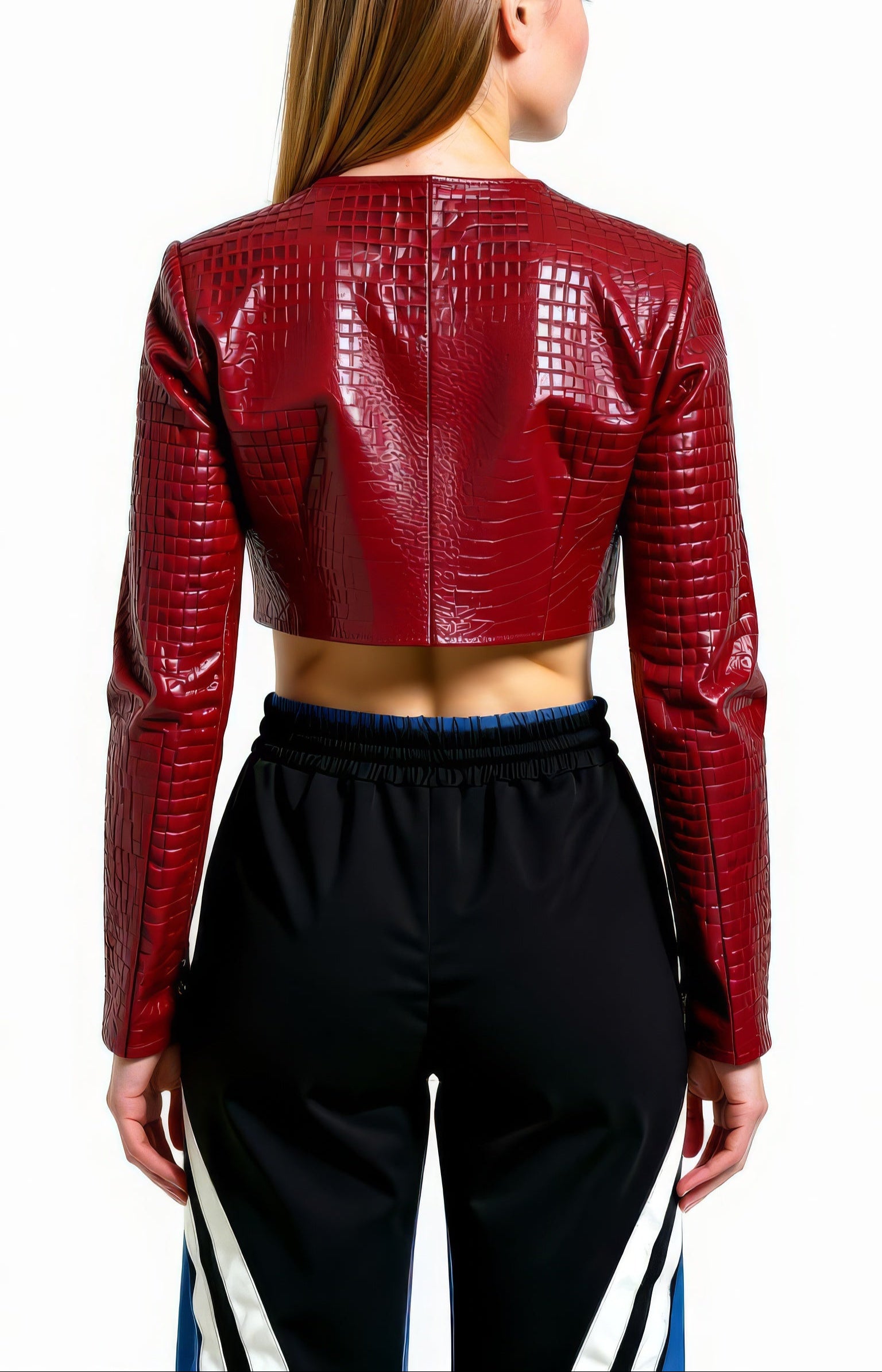 Croc Embossed Cropped Jacket