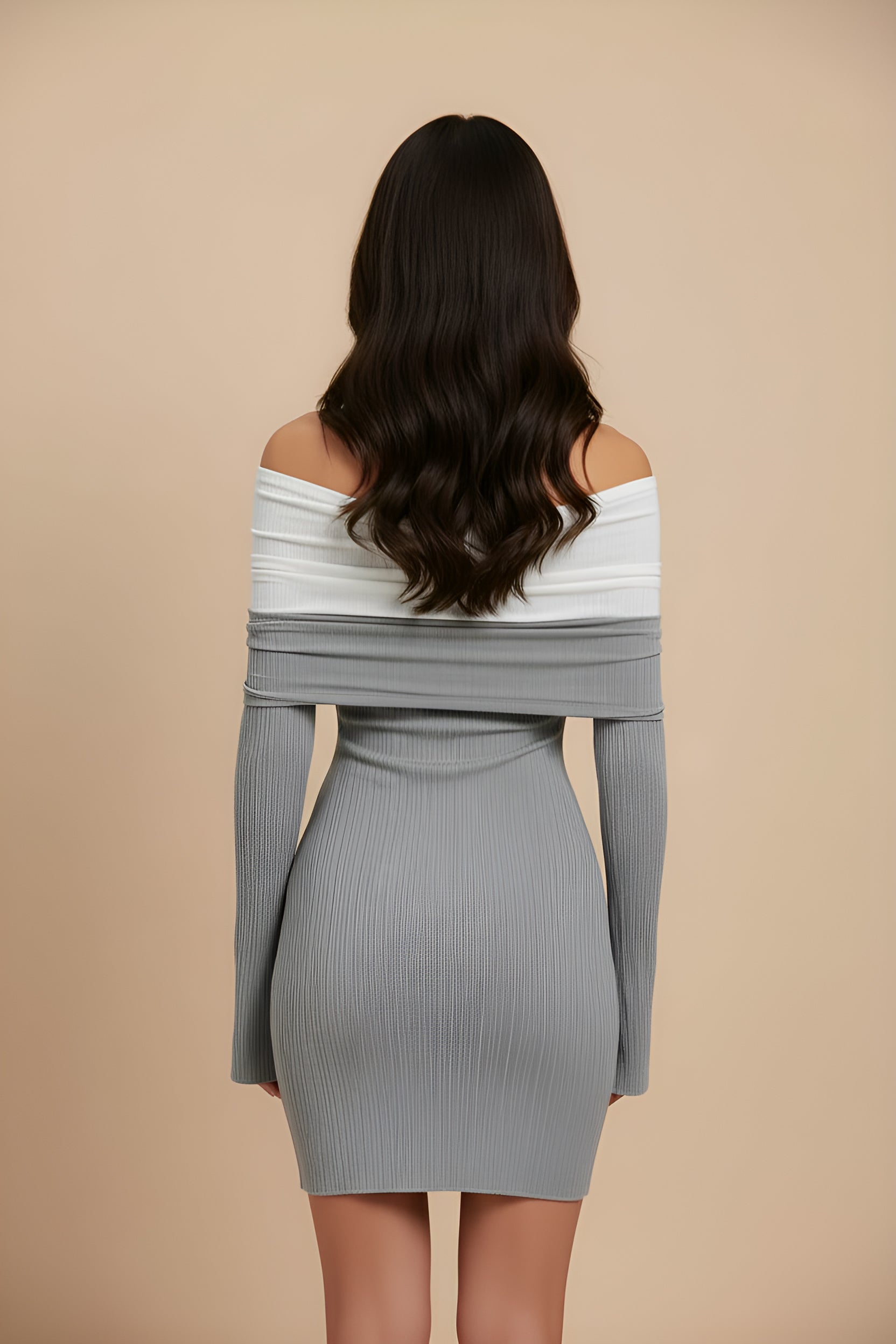 Patchwork Off Shoulder Mini Dress