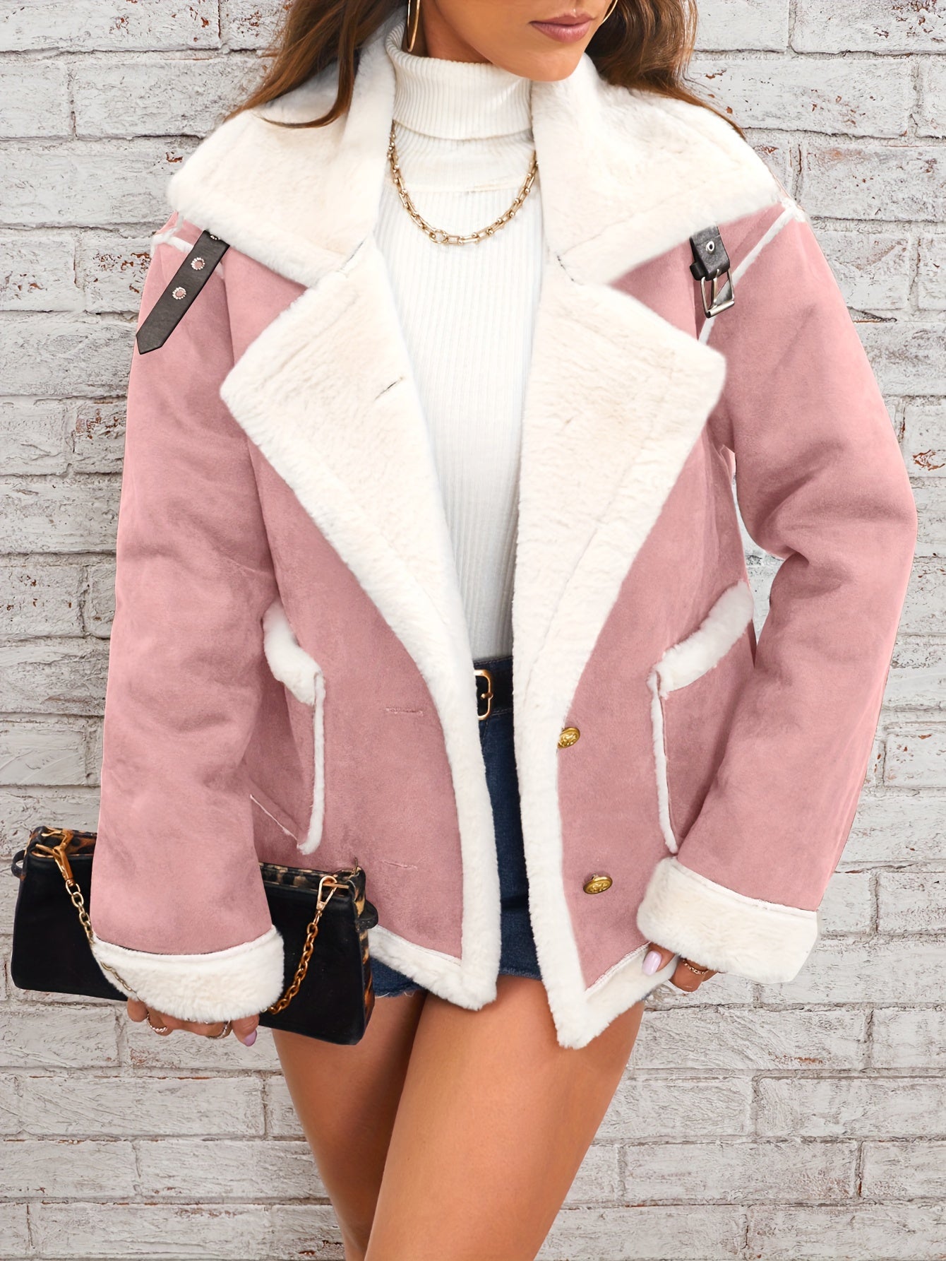 Lapel Plush Jacket, Winter Warm Casual Outwear