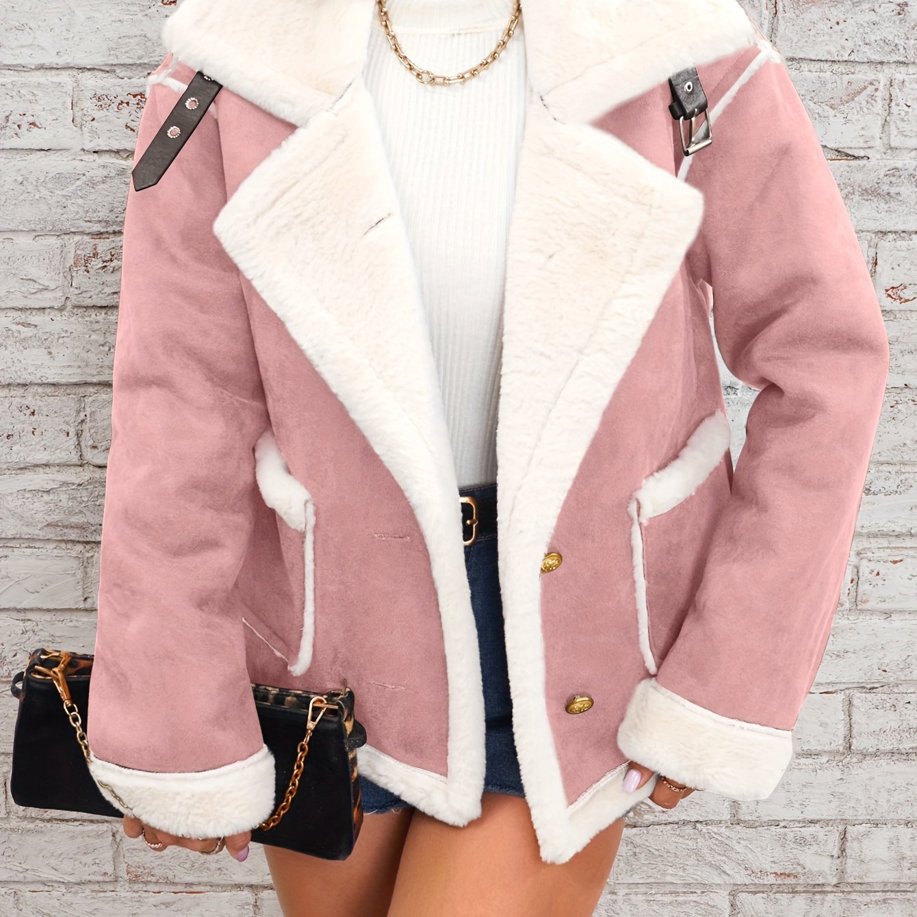 Lapel Plush Jacket, Winter Warm Casual Outwear