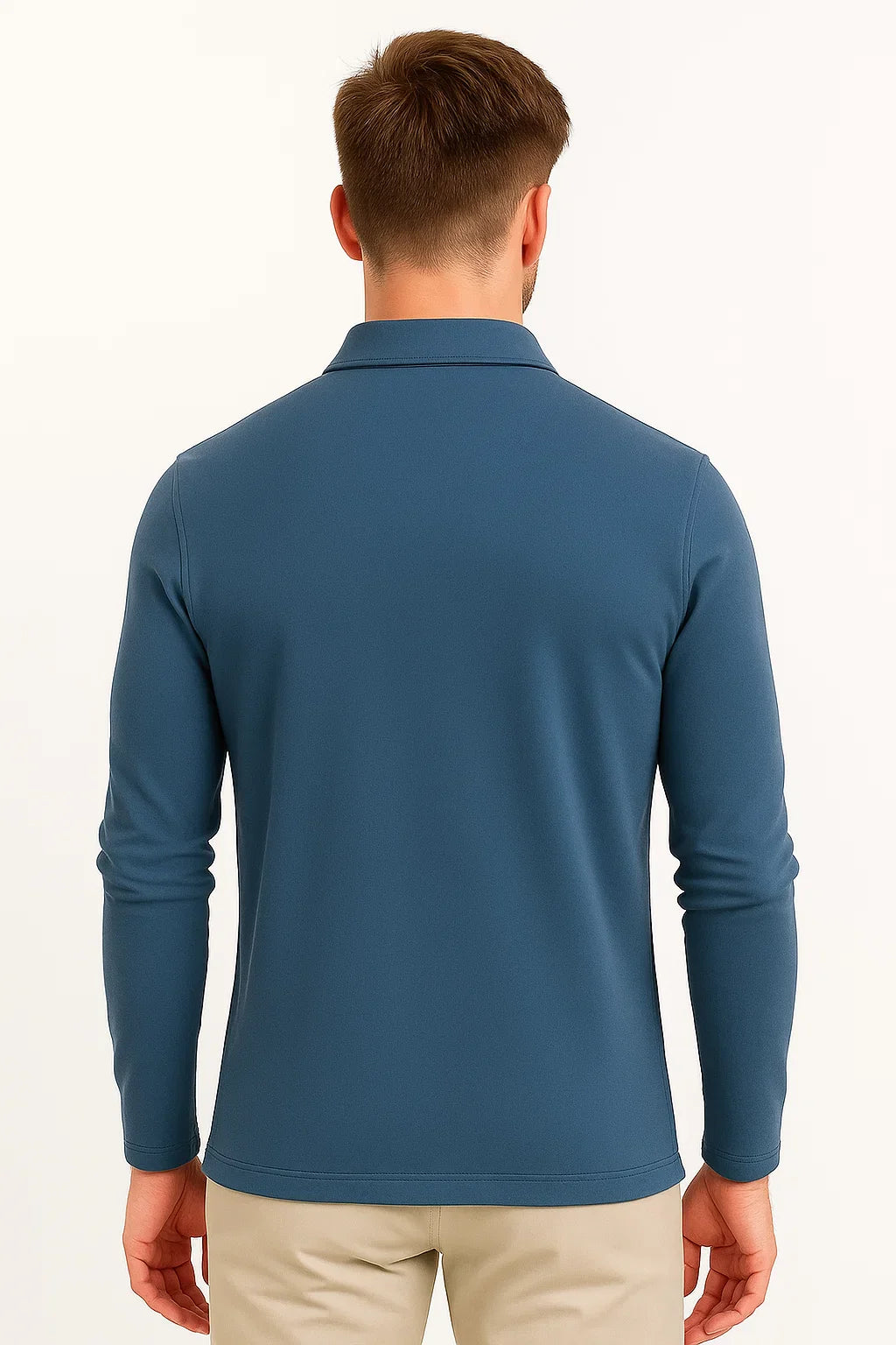 Men's Long Sleeve Polo Shirt Cotton Blend