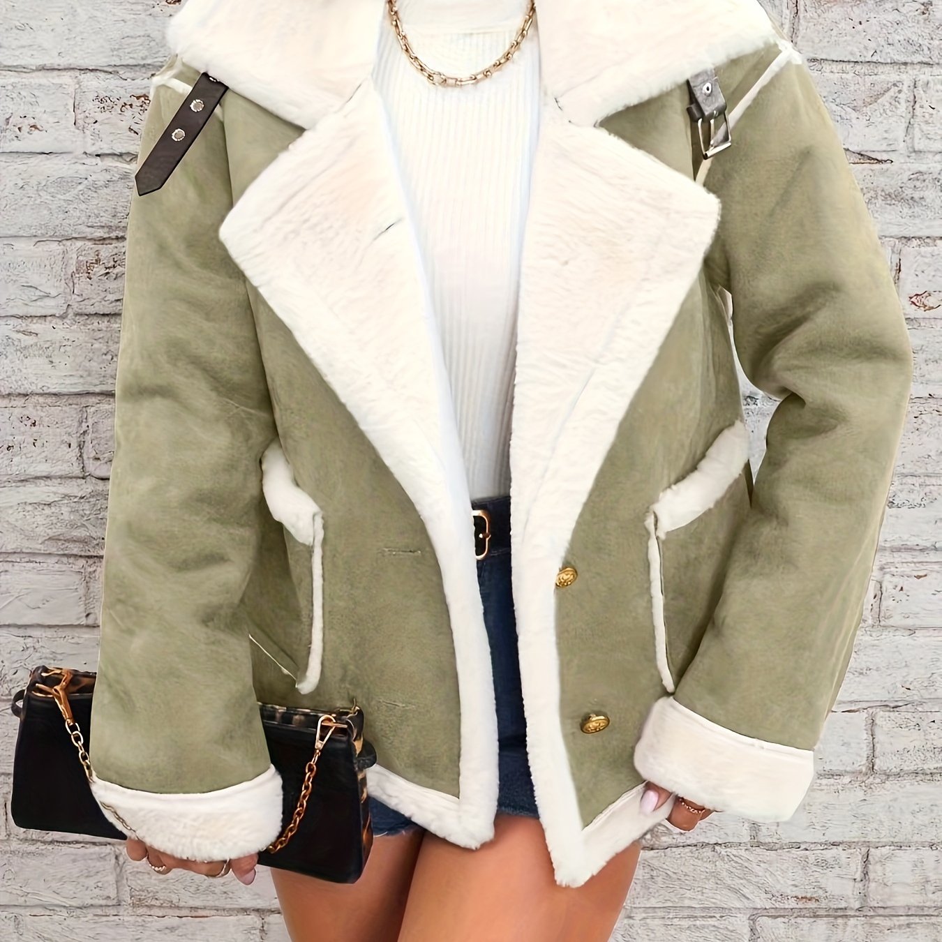 Lapel Plush Jacket, Winter Warm Casual Outwear