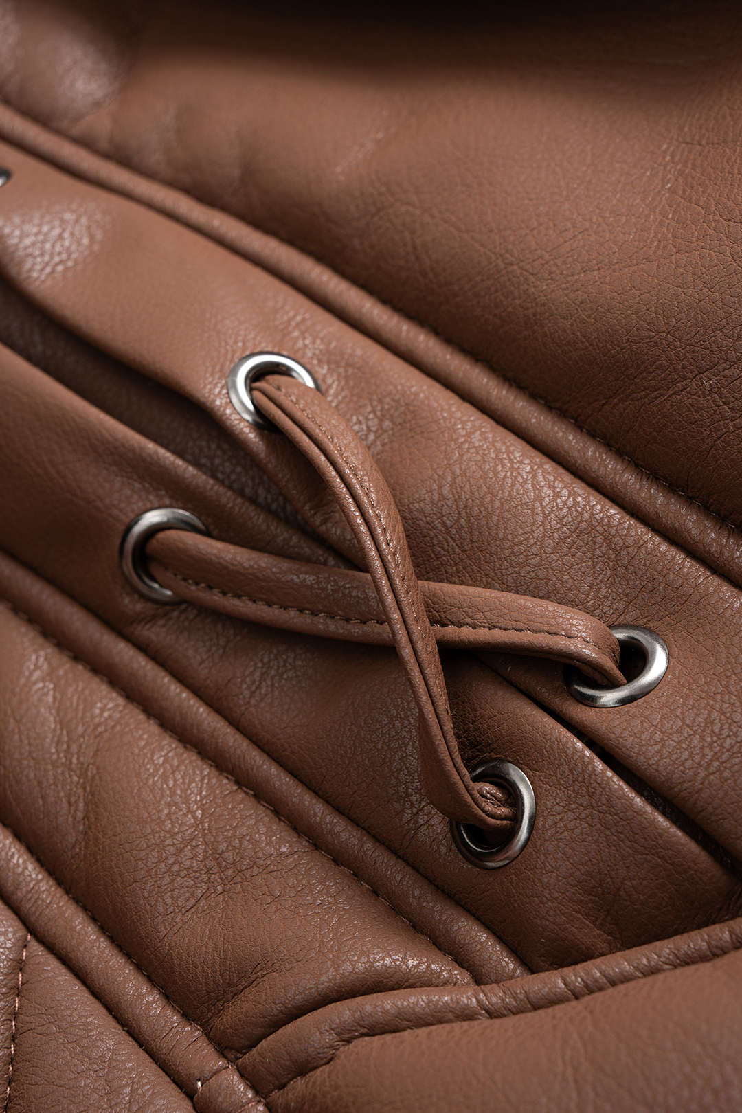 Faux Leather Belted Coat