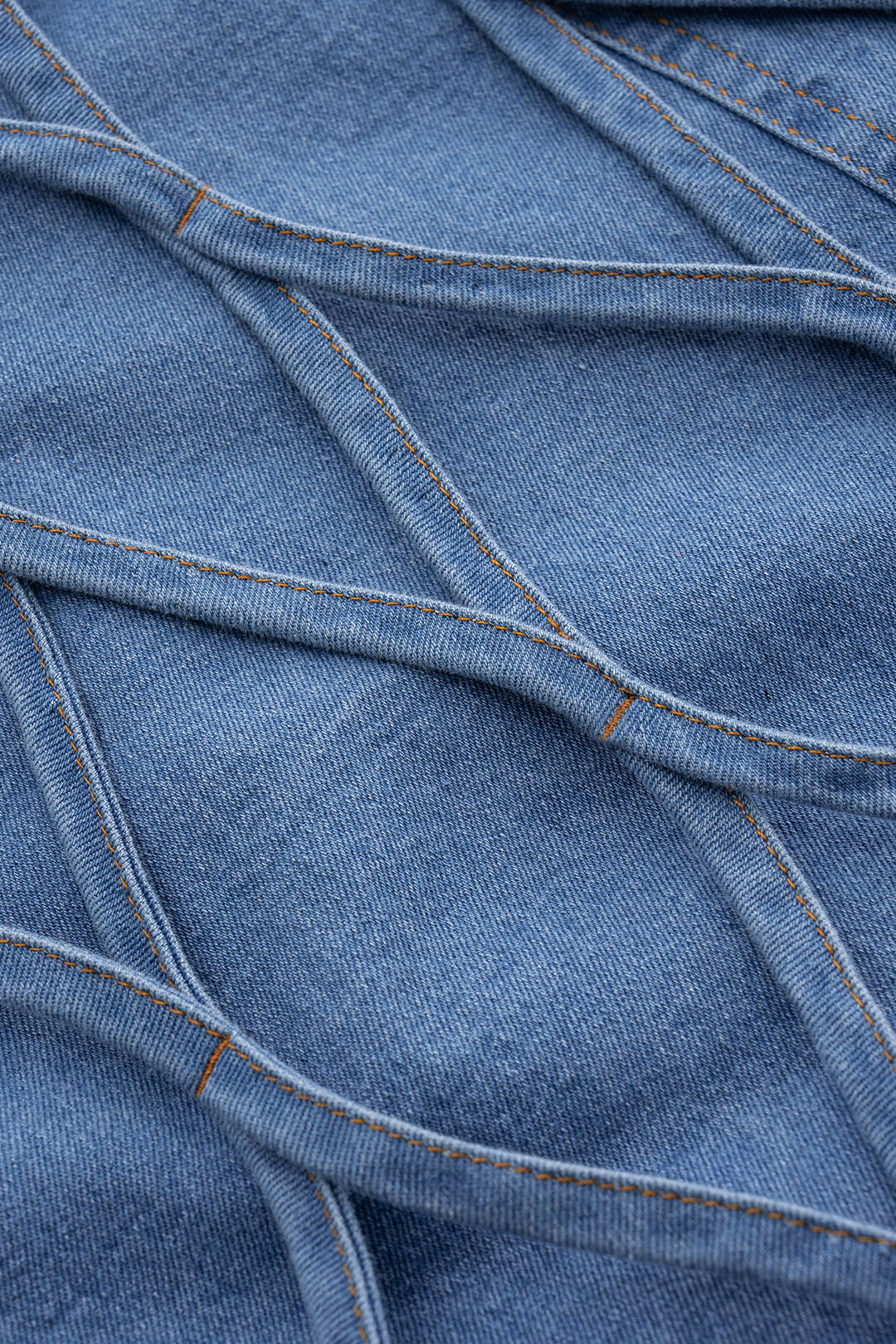 Denim Bra Top And Tie-Up Skirt Set