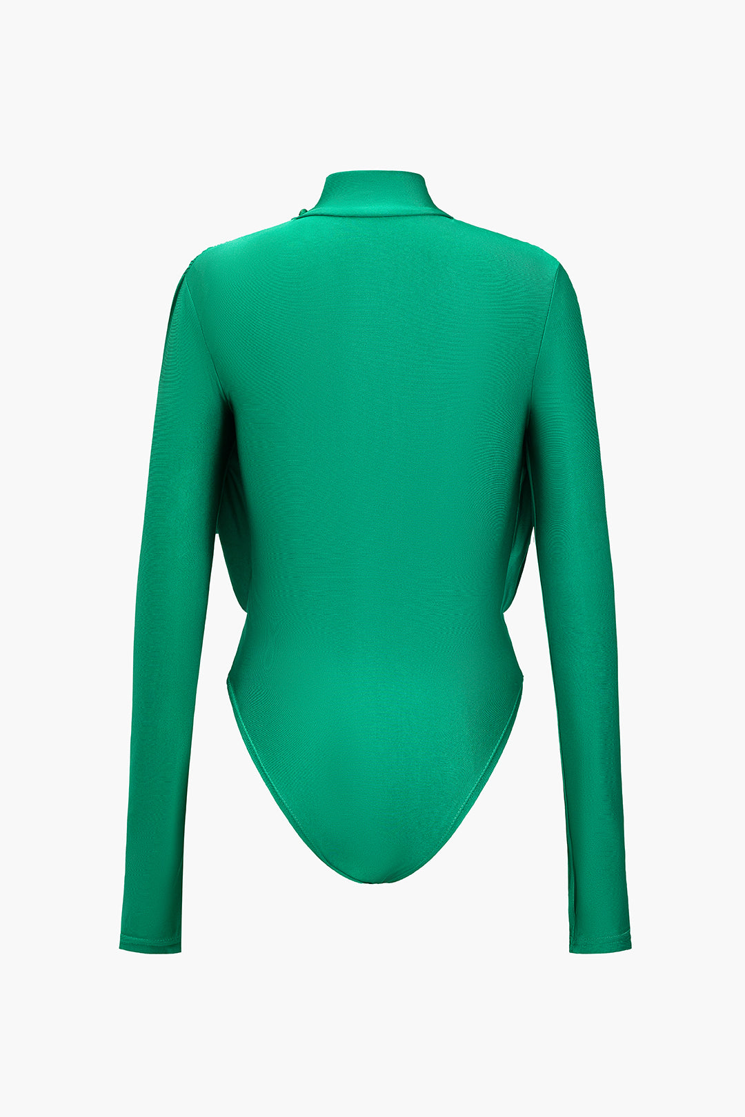 Solid Ruched V-Neck Long Sleeve Bodysuit