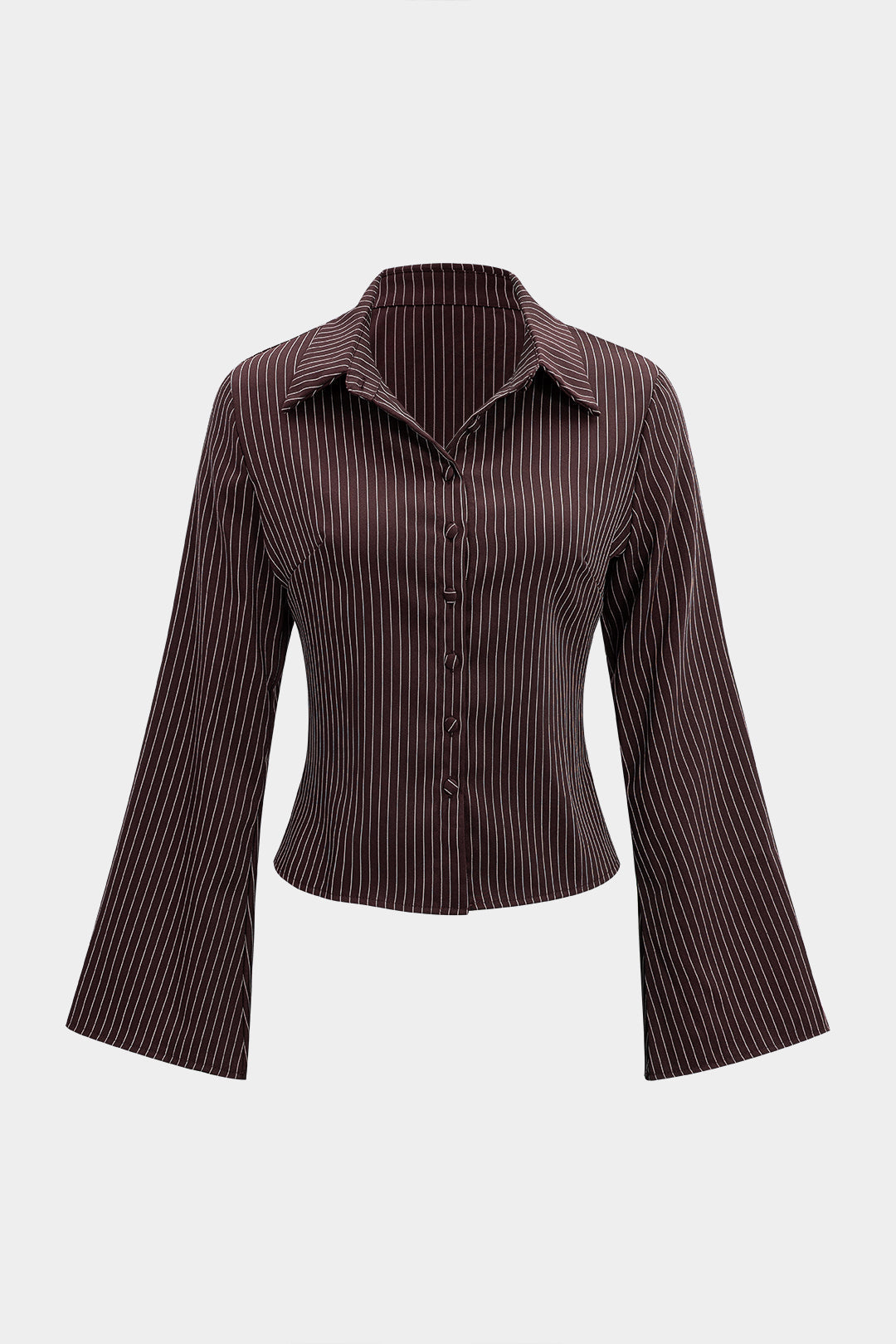 Stripes Print Button Long-Sleeve Shirt
