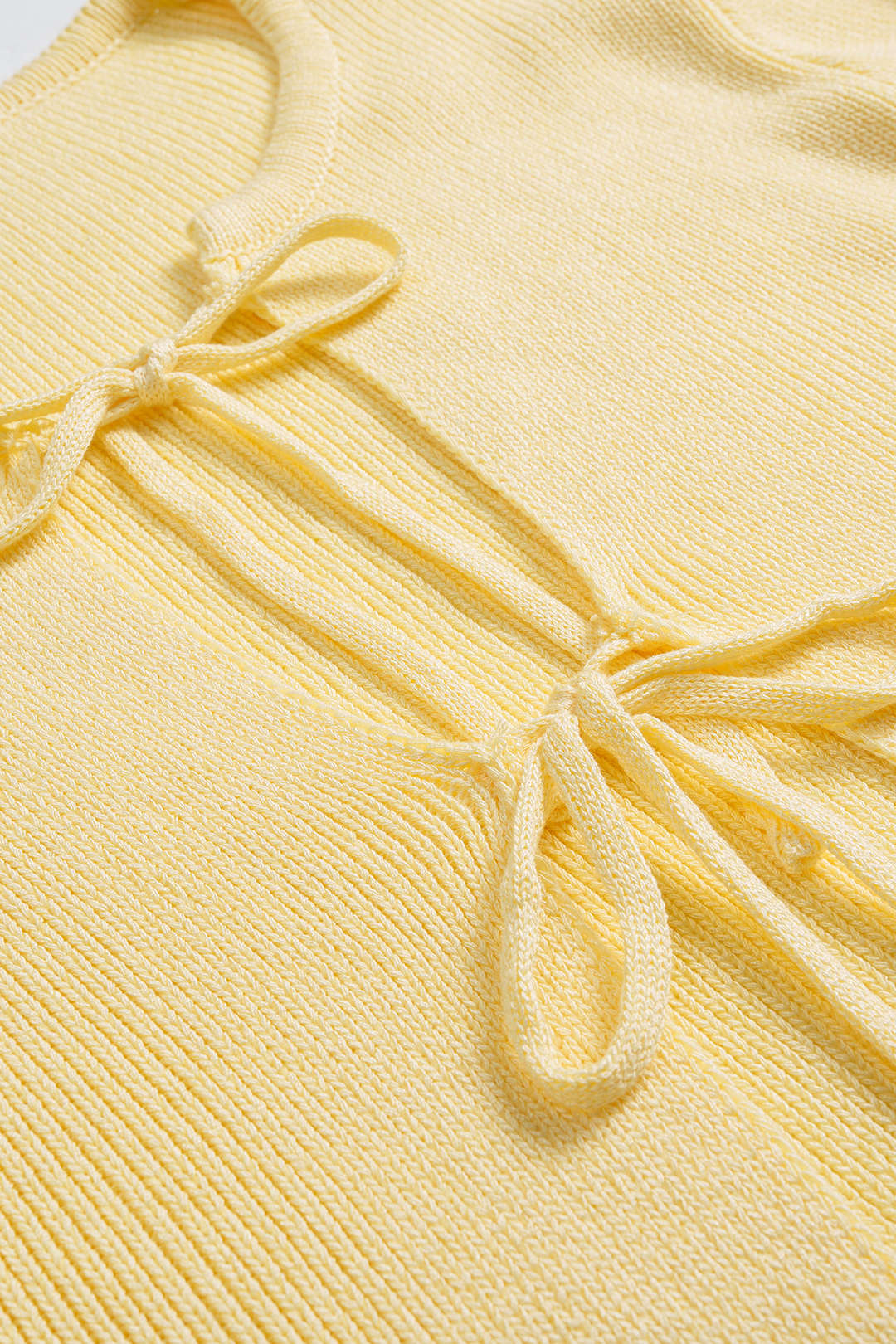 Knit Tie-Up Bell Long Sleeve Top And Side Split Skirt Set