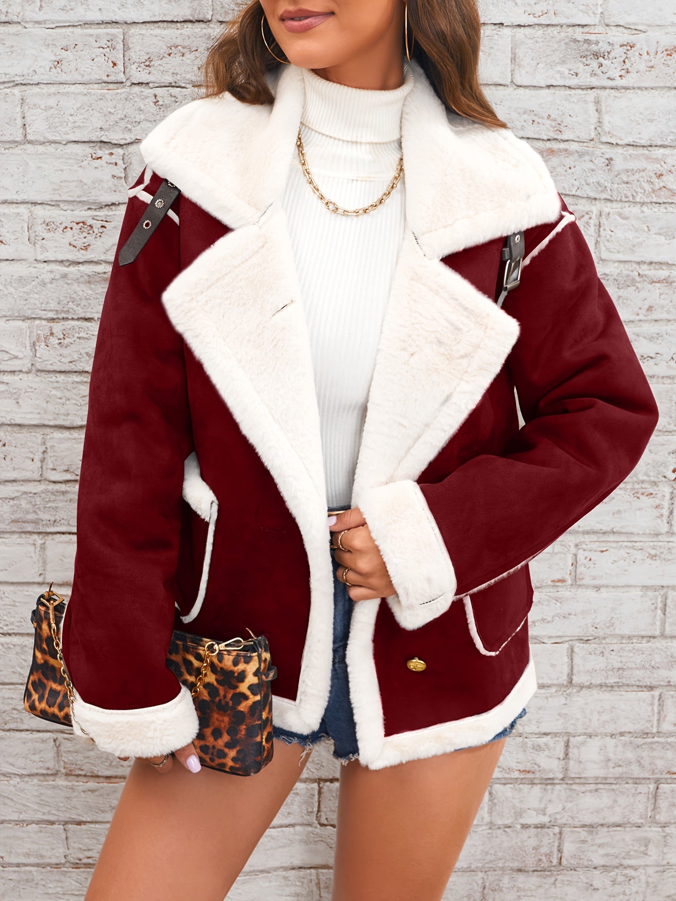 Lapel Plush Jacket, Winter Warm Casual Outwear