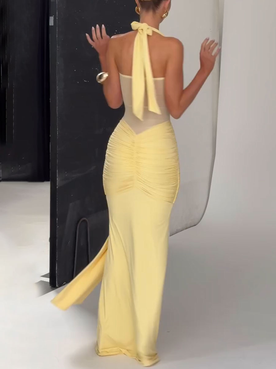 Chic mesh patchwork slim dress