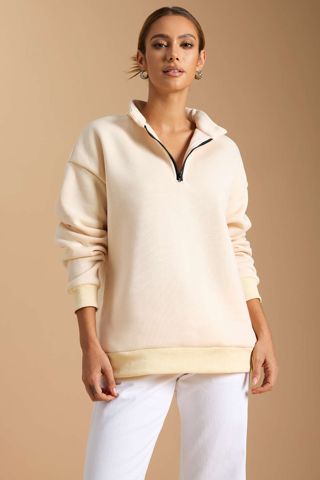 Zipper Long Sleeve Sweatshirt