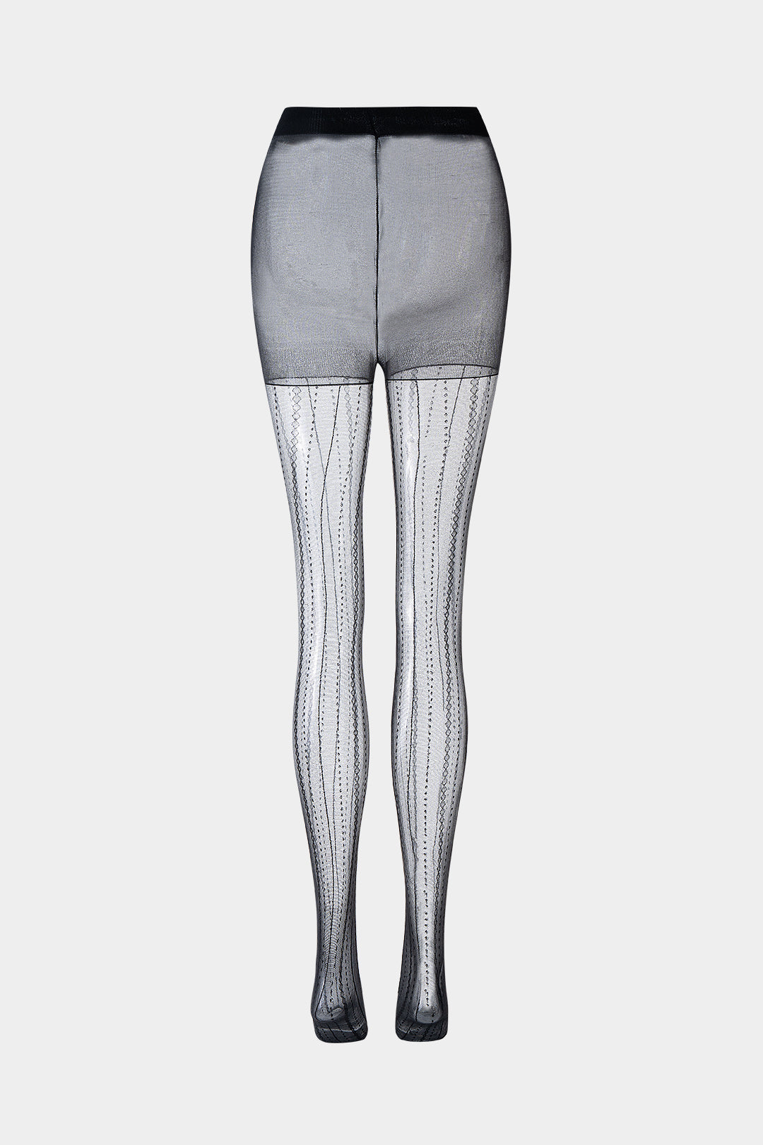 Mesh Diamond Pattern Vertical Stripes Sock