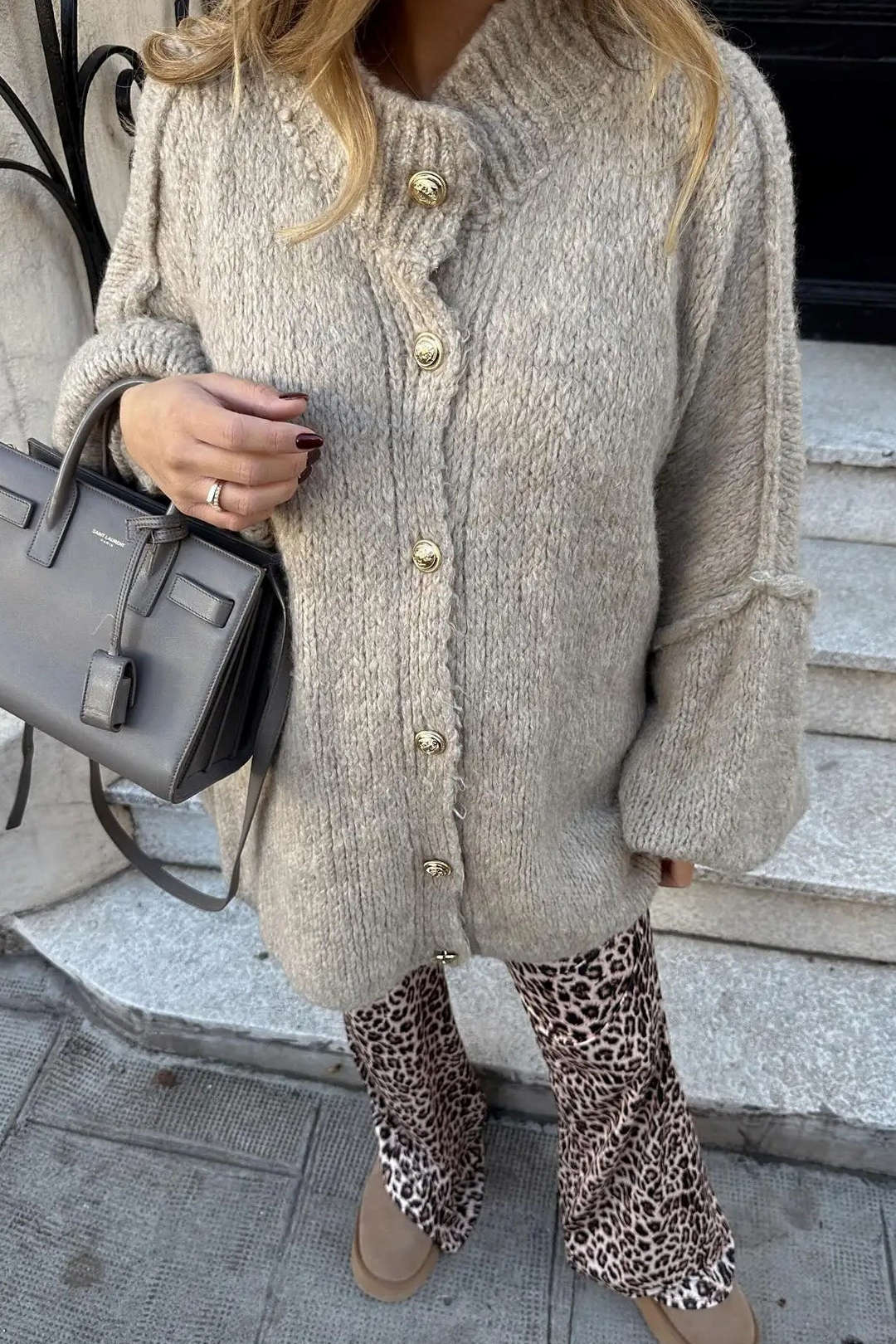 Button Up Ribbed Knit Sweater  Cardigan