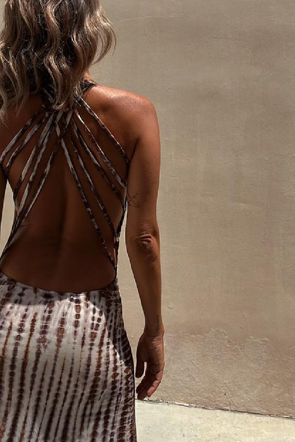 Slim Open Back Crossover Dress