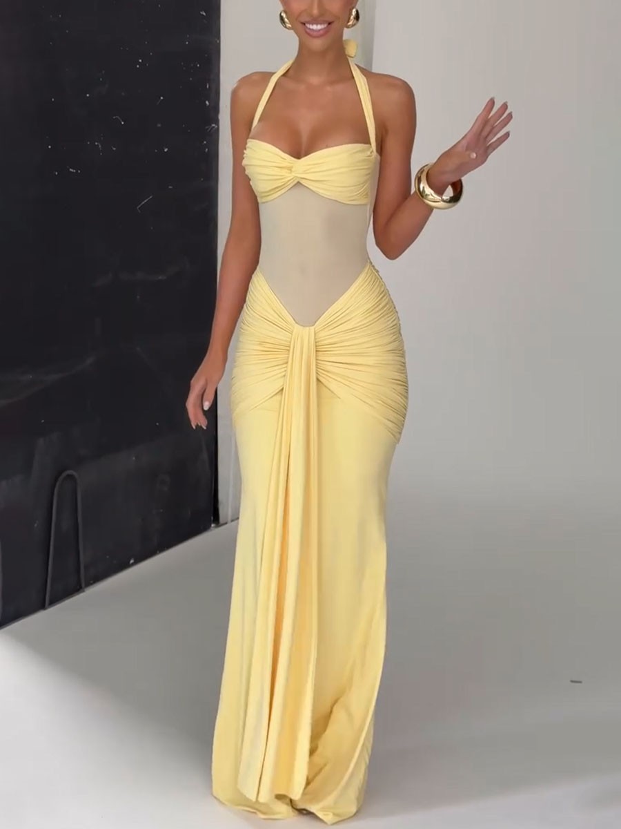 Chic mesh patchwork slim dress