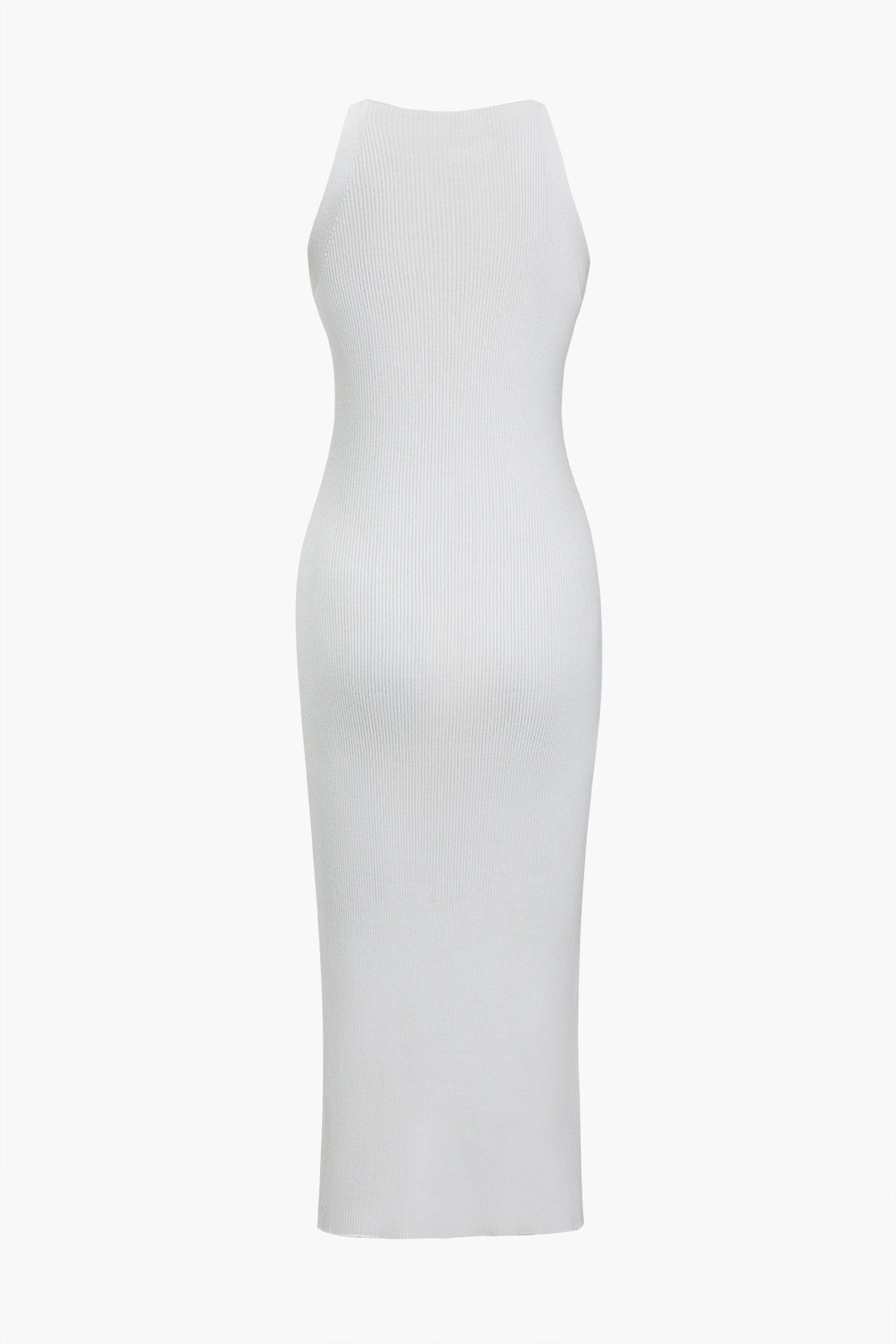 Solid Knit Button Slit Tank Maxi Dress