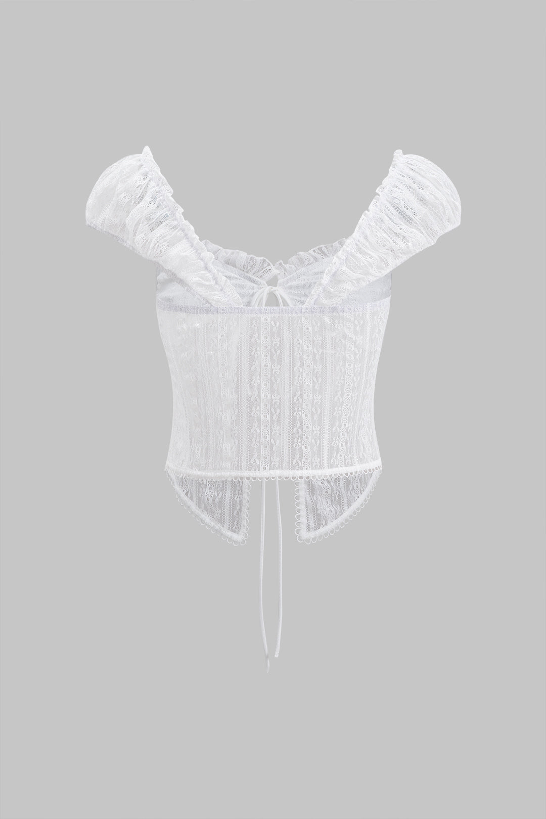 Tie-Up Short Sleeve Lace Shirts