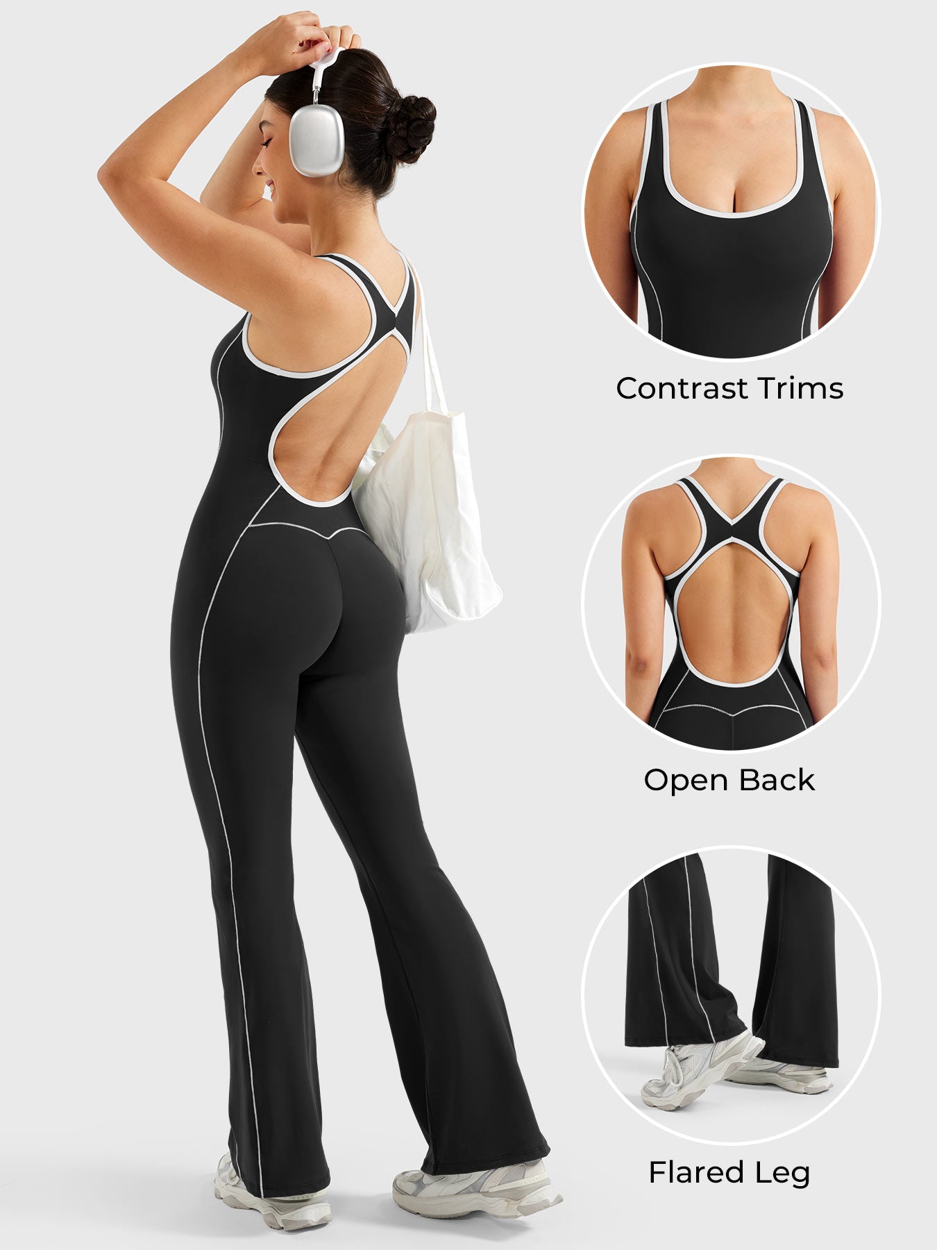 Antonia Contrast Trim Flared Jumpsuit