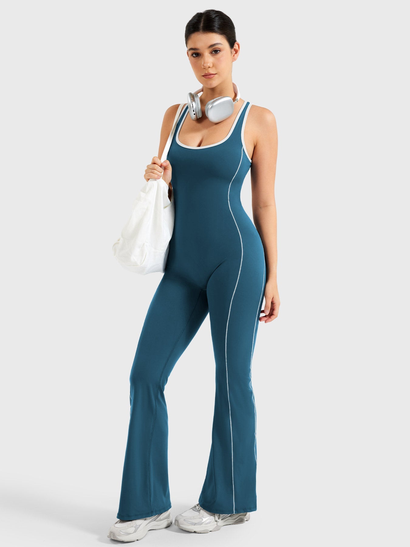 Antonia Contrast Trim Flared Jumpsuit